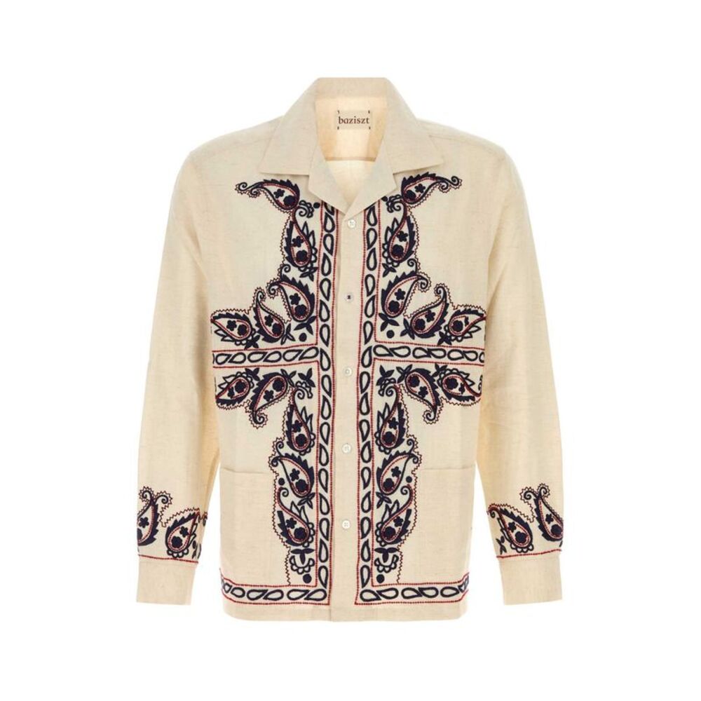 Baziszt Men Melange Sand Silk Memento Shirt